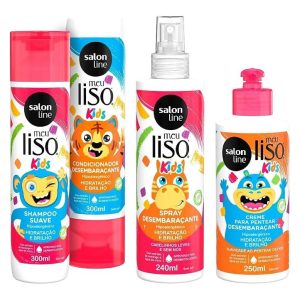 Kit Salon Line Meu Lisinho Kids com Shampoo, Condicionador, Creme e Spray